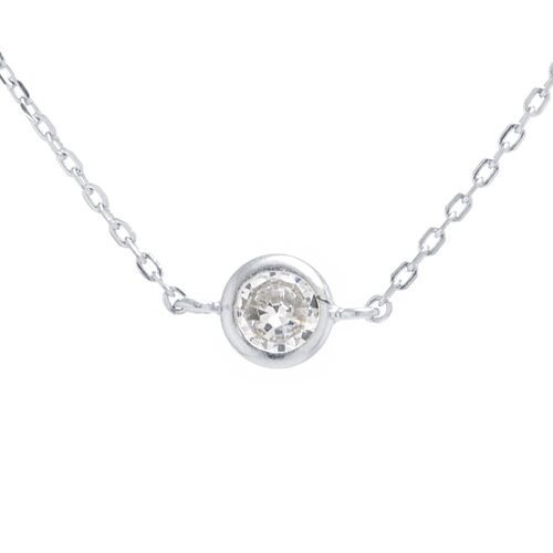 Silver Treasures Womens Cubic Zirconia Sterling Silver Round 14 Inch Choker Necklace, One Size