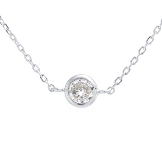 Silver Treasures Womens Cubic Zirconia Sterling Silver Round 14 Inch Choker Necklace