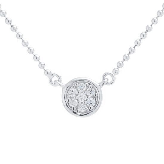 Silver Treasures Womens Cubic Zirconia Sterling Silver Round 14 Inch Choker Necklace