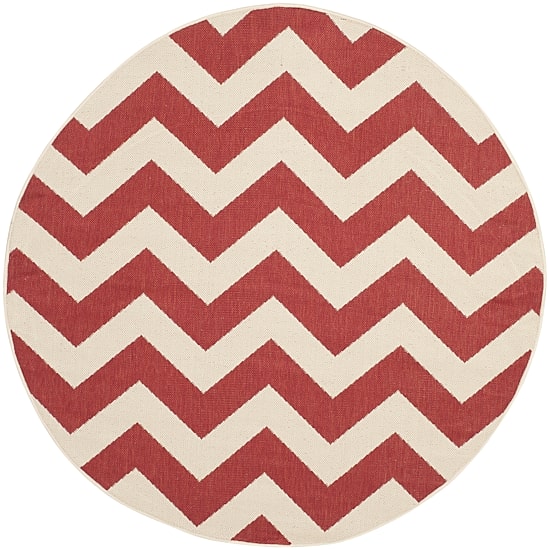 Safavieh Courtyard Collection Cennetig Chevron Indoor/Outdoor Round Area Rug