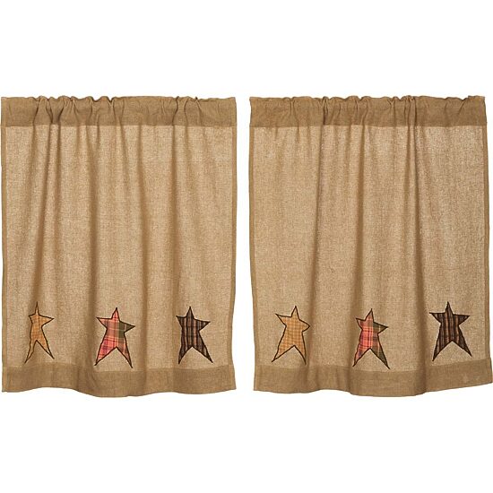 Stratton Burlap Applique Star 2-pc. Window Tier