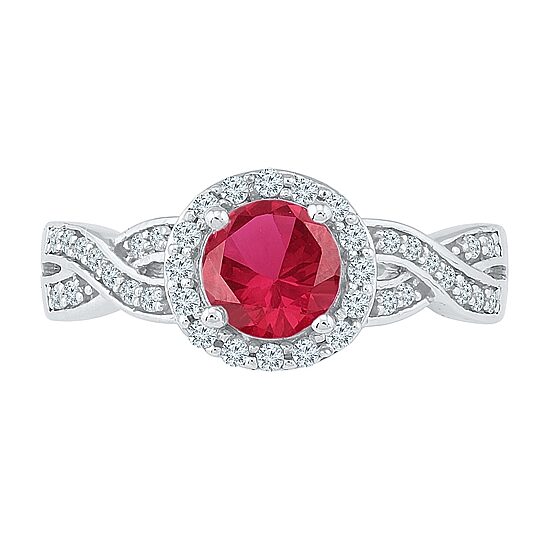 Womens 1/4 CT. T.W. Lab Created Red Ruby Sterling Silver Cocktail Ring