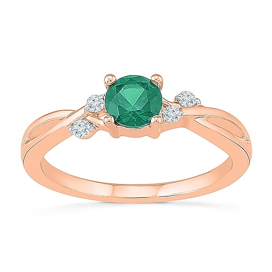 Womens Lab Created Green Emerald 10K Gold Cocktail Ring
