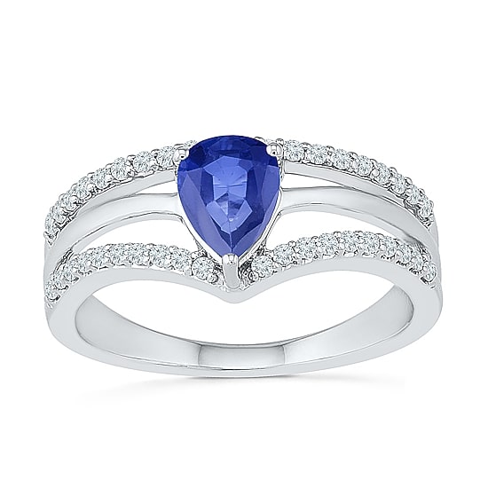 Womens Lab Created Blue Sapphire Sterling Silver Cocktail Ring