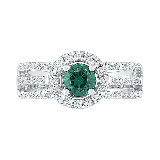 Womens 3/8 CT. T.W. Lab Created Green Emerald Sterling Silver Cocktail Ring