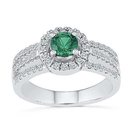 Womens 3/8 CT. T.W. Lab Created Green Emerald Sterling Silver Cocktail Ring, 9, Emerald