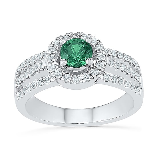 Womens 3/8 CT. T.W. Lab Created Green Emerald Sterling Silver Cocktail Ring