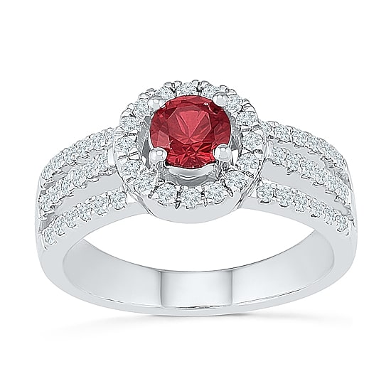 Womens 3/8 CT. T.W. Lab Created Red Ruby Sterling Silver Cocktail Ring