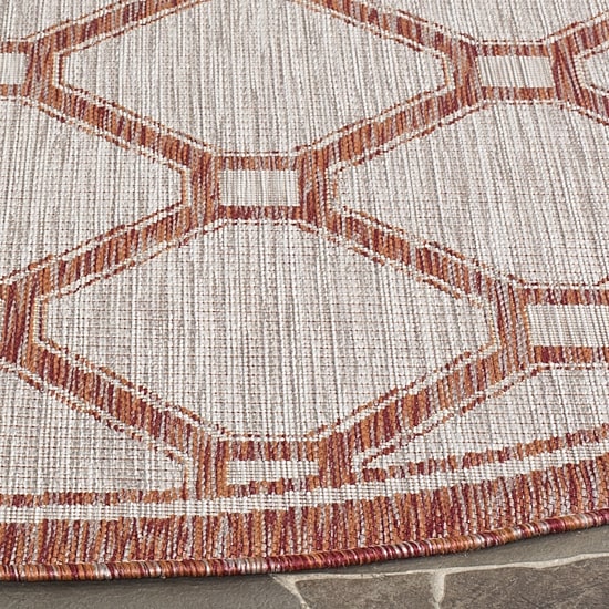 Safavieh Courtyard Collection Corrine Oriental Indoor/Outdoor Round Area Rug