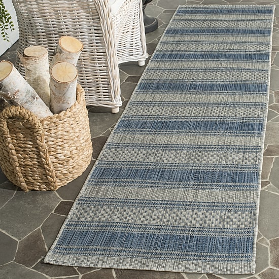 Safavieh Courtyard Collection Jessy Stripe Indoor/Outdoor Runner Rug