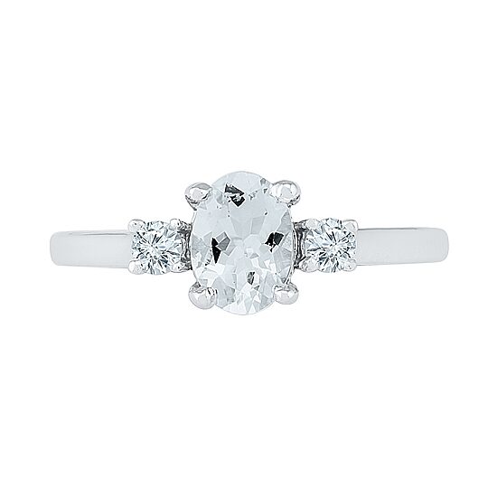 Womens Lab Created White Sapphire Sterling Silver Cocktail Ring