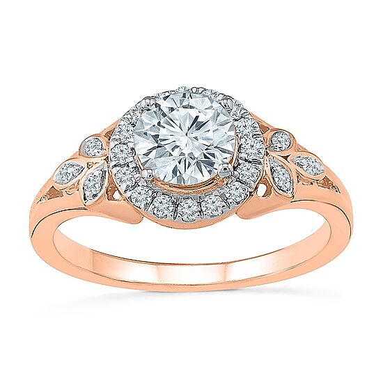 Womens Lab Created White Sapphire 10K Gold Cocktail Ring