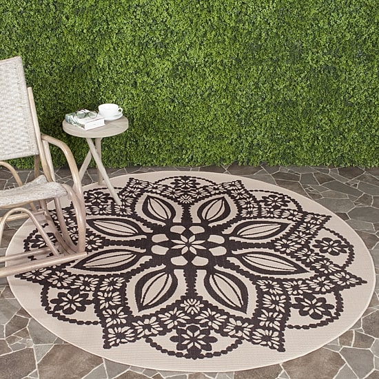 Safavieh Courtyard Collection Kimberly Oriental Indoor/Outdoor Round Area Rug