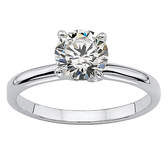 DiamonArt® Womens 1 1/10 CT. T.W.  White Cubic Zirconia Sterling Silver Round Engagement Ring