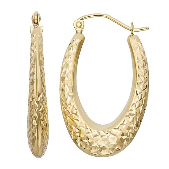Womens 14K Gold 25mm Hoop Earrings