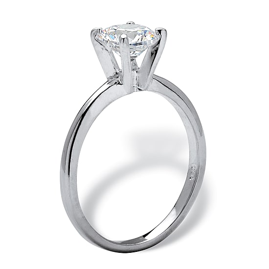 DiamonArt® Womens 1 1/10 CT. T.W.  White Cubic Zirconia Sterling Silver Round Engagement Ring