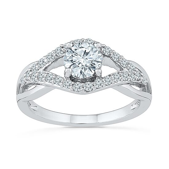 Womens Lab Created White Sapphire Sterling Silver Cocktail Ring