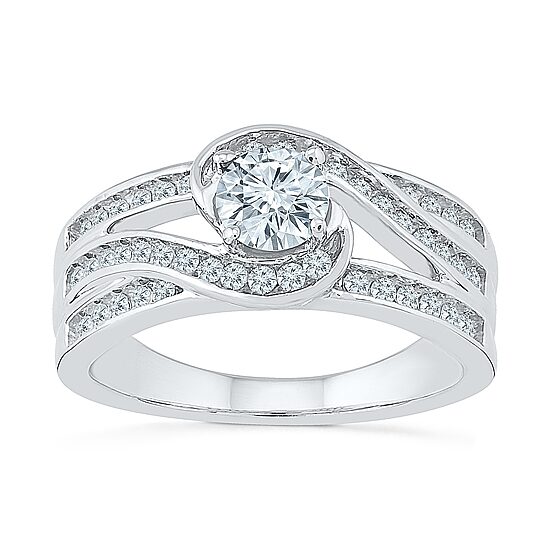 Womens Lab Created White Sapphire Sterling Silver Cocktail Ring