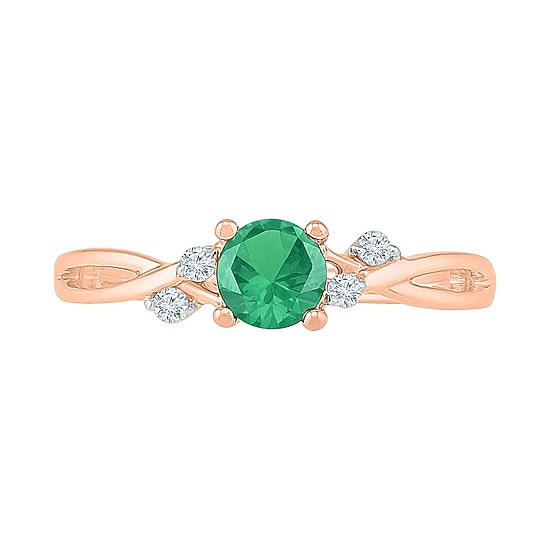 Womens Lab Created Green Emerald 10K Gold Cocktail Ring