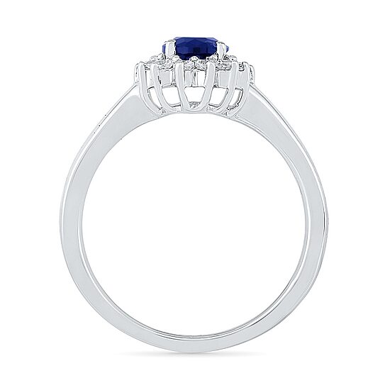 Womens Lab Created Blue Sapphire Sterling Silver Halo Promise Ring