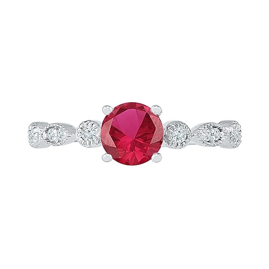 Womens Lab Created Red Ruby Sterling Silver Cocktail Ring
