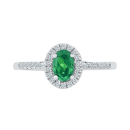 Womens 1/6 CT. T.W. Lab Created Green Emerald Sterling Silver Cocktail Ring