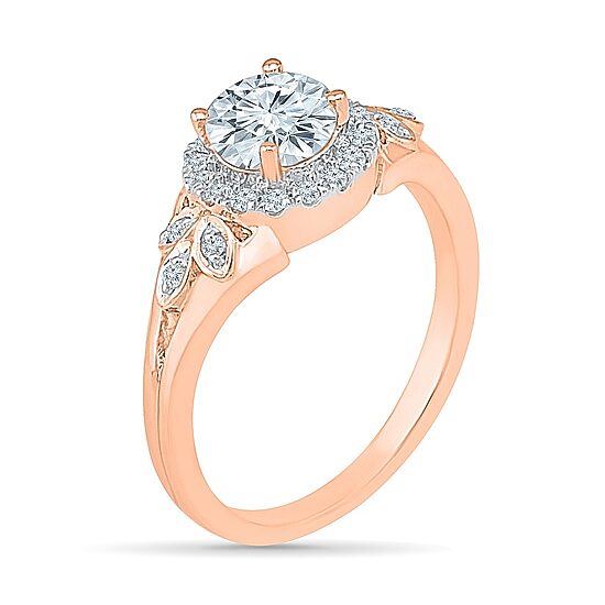 Womens Lab Created White Sapphire 10K Gold Cocktail Ring