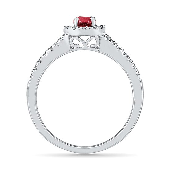 Womens Lab Created Red Ruby Sterling Silver Cocktail Ring