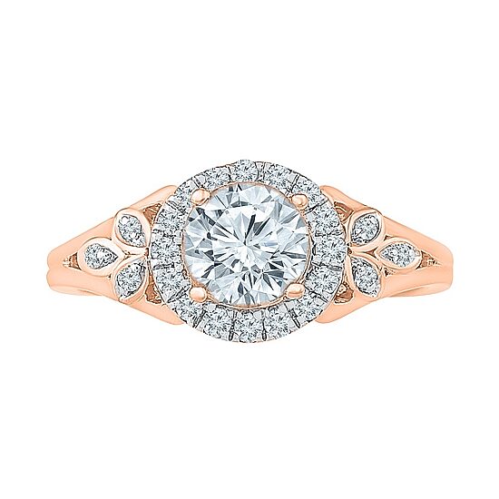 Womens Lab Created White Sapphire 10K Gold Cocktail Ring