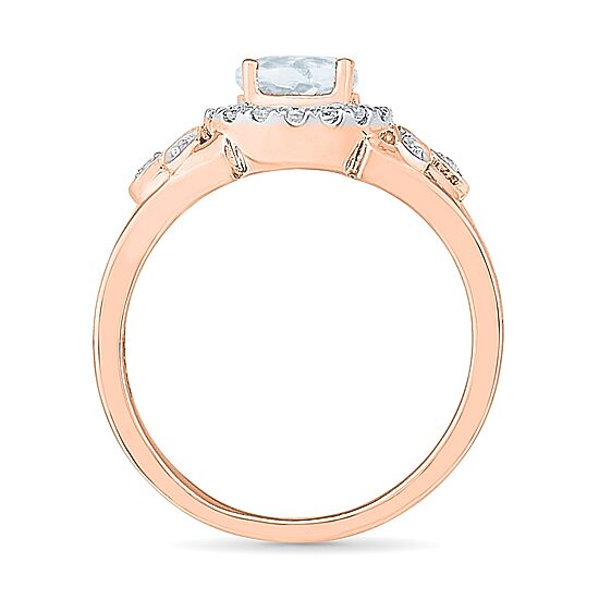 Womens Lab Created White Sapphire 10K Gold Cocktail Ring