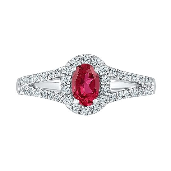 Womens Lab Created Red Ruby Sterling Silver Cocktail Ring