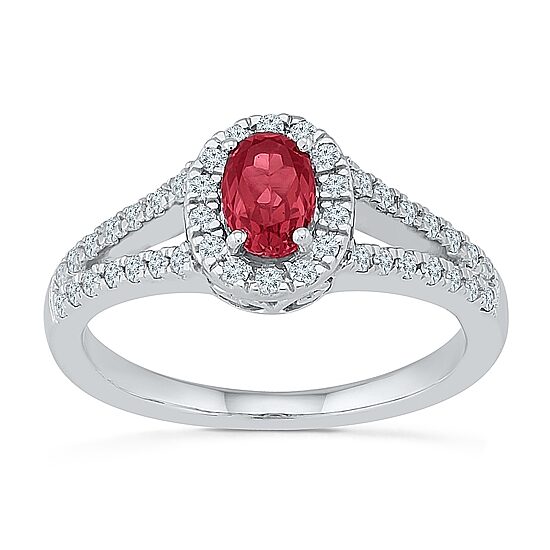 Womens Lab Created Red Ruby Sterling Silver Cocktail Ring
