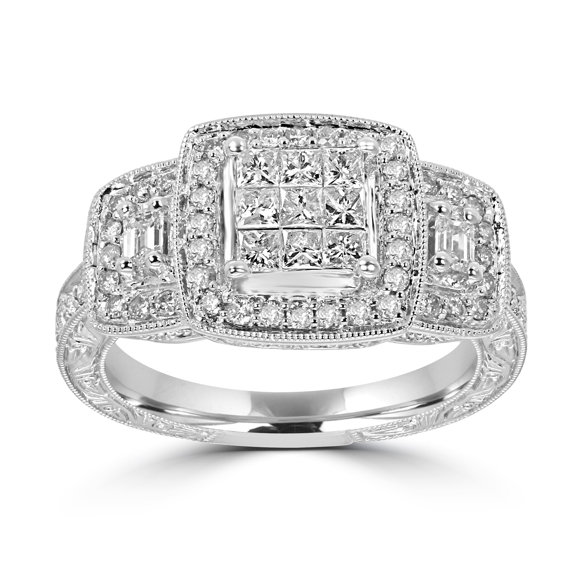 Womens 1 CT. T.W. Natural White Diamond 14K Gold Engagement Ring