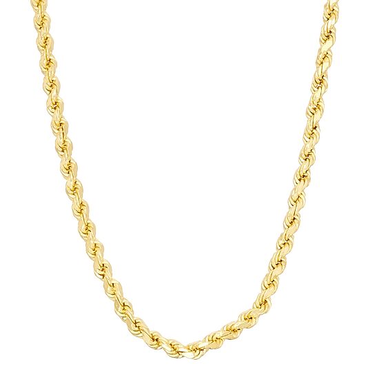 14K Gold over Silver Solid Rope 16-30 Inch Chain Necklace