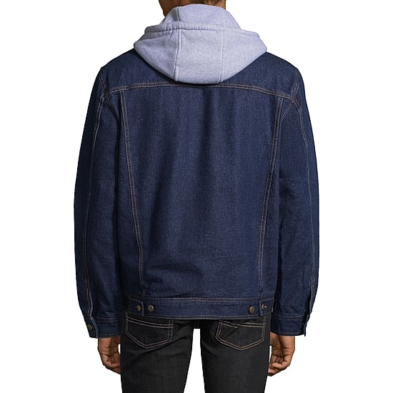 Victory Fleece Lined Mens Denim Hooded Midweight Jacket
