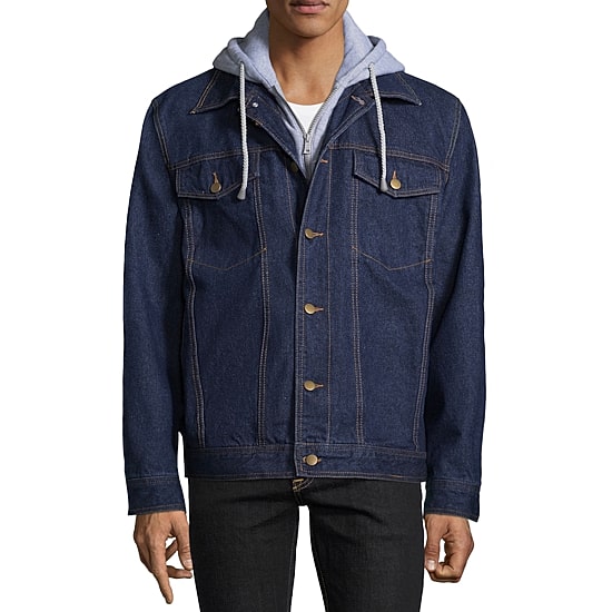 Victory Fleece Lined Mens Denim Hooded Midweight Jacket