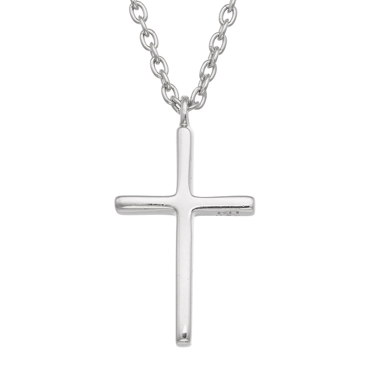 Womens Sterling Silver Cross Inch Pendant Necklace