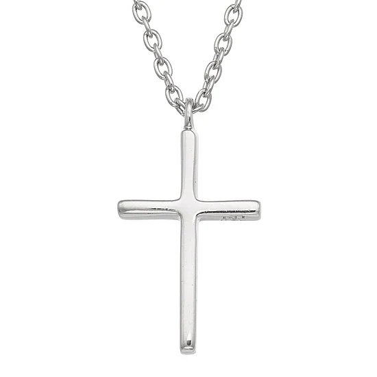 Womens Sterling Silver Cross 18 Inch Pendant Necklace