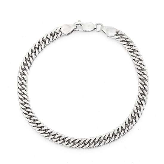 Mens Sterling Silver 8 1/2 Inch Solid Curb Chain Bracelet