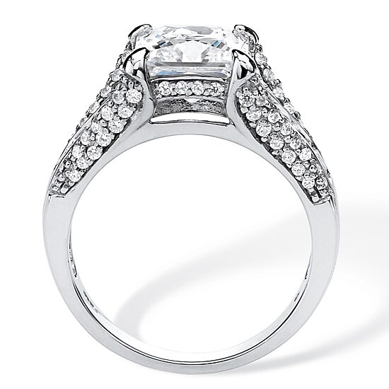 DiamonArt® Womens 3 1/4 CT. T.W. White Cubic Zirconia Platinum Over Silver Square Bridal Set