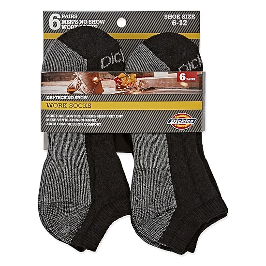 Dickies Dri-Tech Work Mens Breathable 6 Pair Low Cut Socks