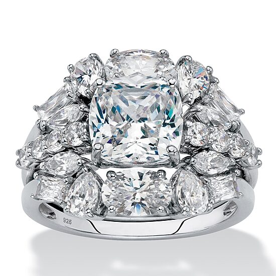 DiamonArt® Womens 4 3/4 CT. T.W. White Cubic Zirconia Platinum Over Silver Square Bridal Set