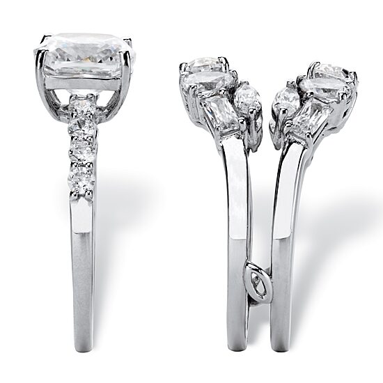 DiamonArt® Womens 4 3/4 CT. T.W. White Cubic Zirconia Platinum Over Silver Square Bridal Set