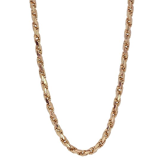 Made in Italy Unisex Adult 10K Gold 22 Inch Rope Chain Necklace