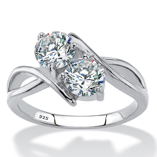 DiamonArt® Womens 2 CT. T.W. White Cubic Zirconia Sterling Silver Round Cocktail Ring
