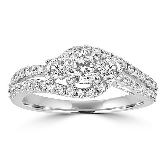 Love Lives Forever Womens 1 CT. T.W. Natural White Diamond 14K Gold 3-Stone Engagement Ring