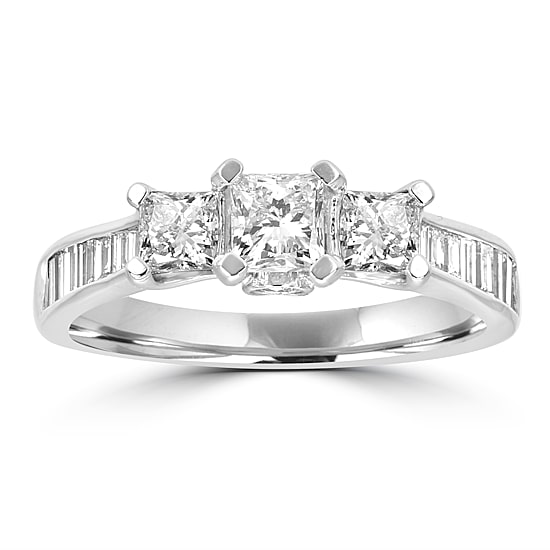 Love Lives Forever Womens 1 1/2 CT. T.W. Natural White Diamond 14K Gold 3-Stone Engagement Ring