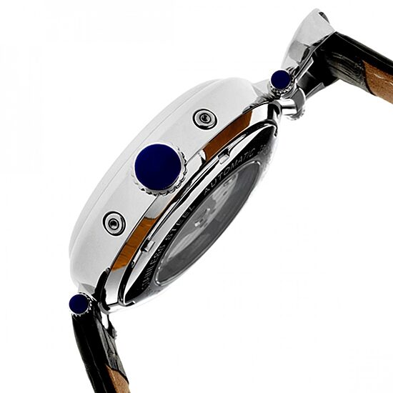 Heritor Automatic Ganzi Mens Leather Day&Date-Silver Watches