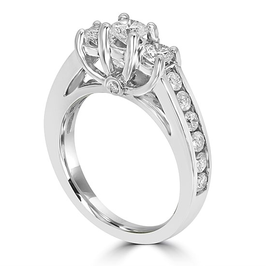Love Lives Forever Womens 1 1/2 CT. T.W. Natural White Diamond 14K Gold 3-Stone Engagement Ring