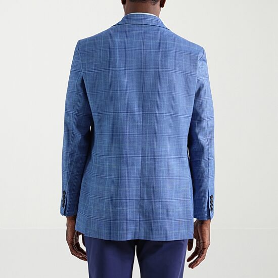 Haggar JMH Tailored Plaid Mens Windowpane Stretch Fabric Modern Fit Sport Coat